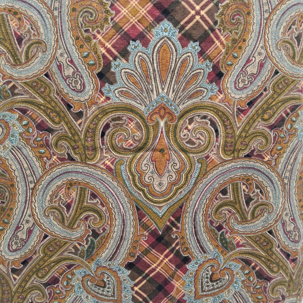 Perpetual Motion Faux Wrap Skirt Womens Large Brown Paisley Plaid Tie Front 90s - Picture 5 of 10